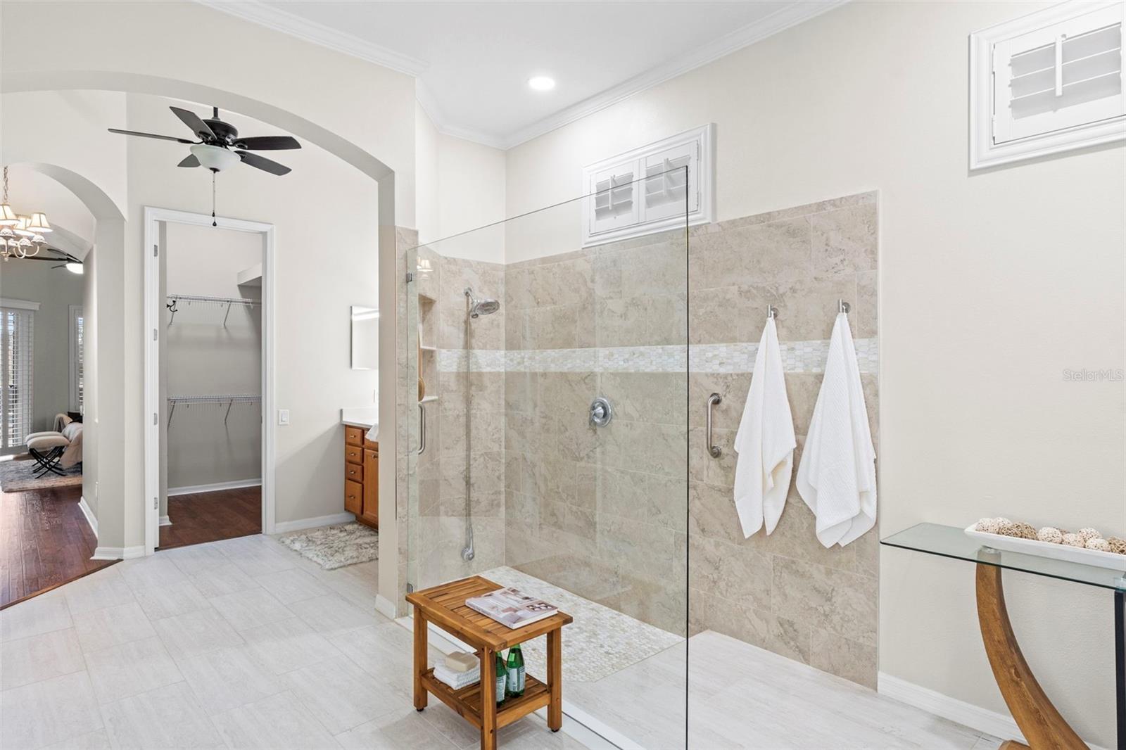 New walk in shower in Primary Bathroom