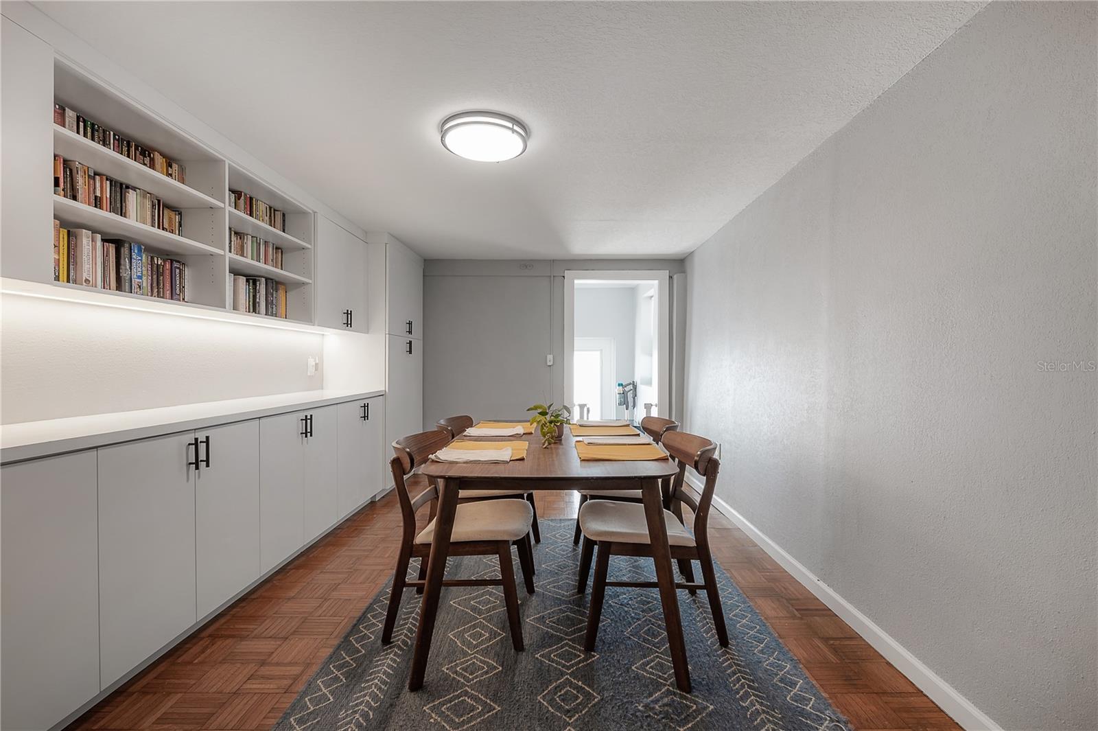 Dining room with gorgeous parquet floors