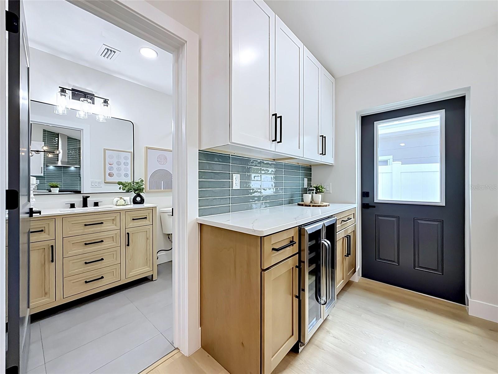 Side Door and Guest Bathroom