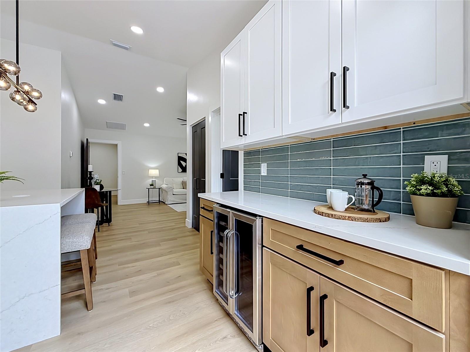 Wine Fridge and Coffee Bar