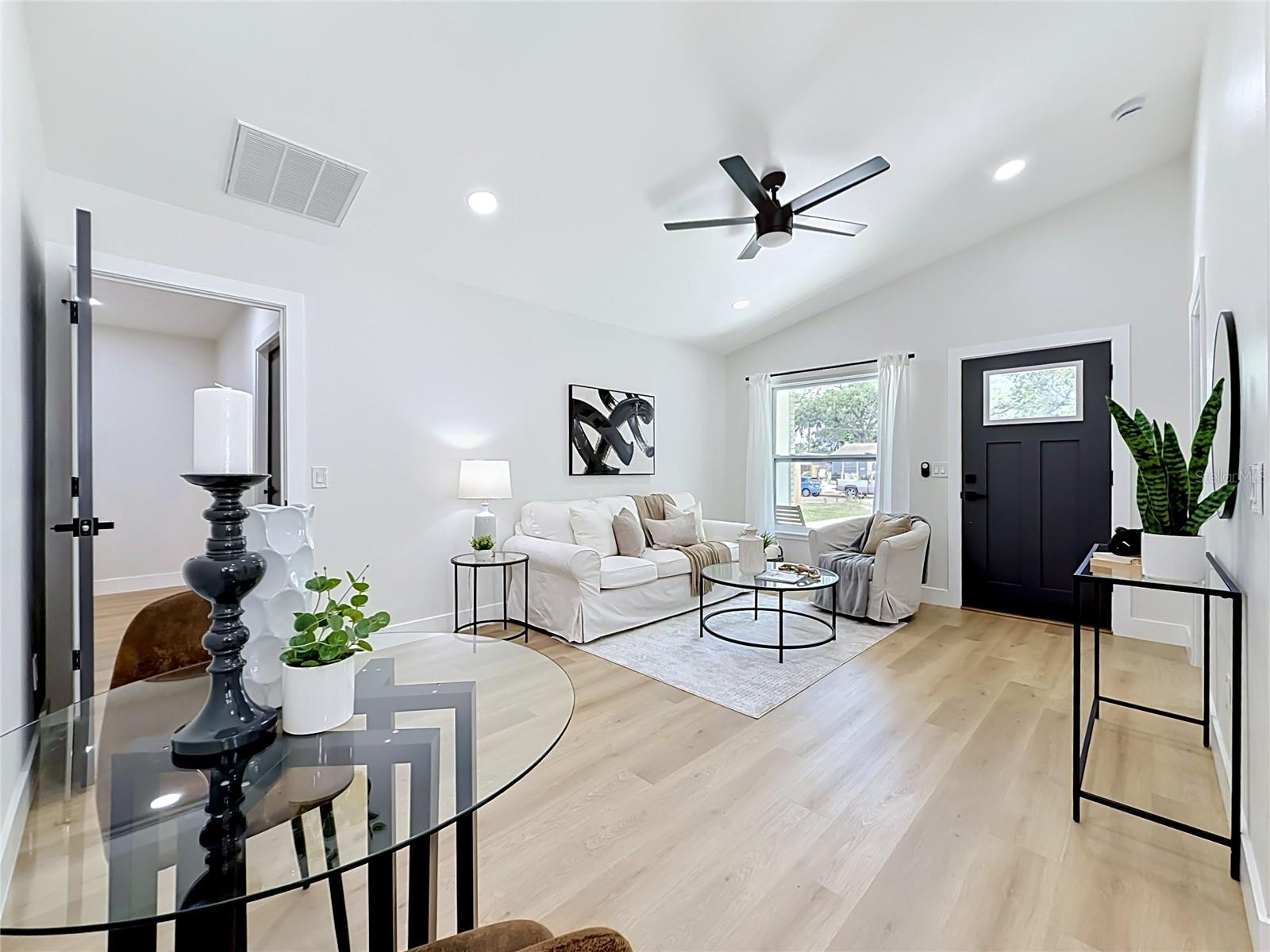 Living Room with Vaulted Ceilings