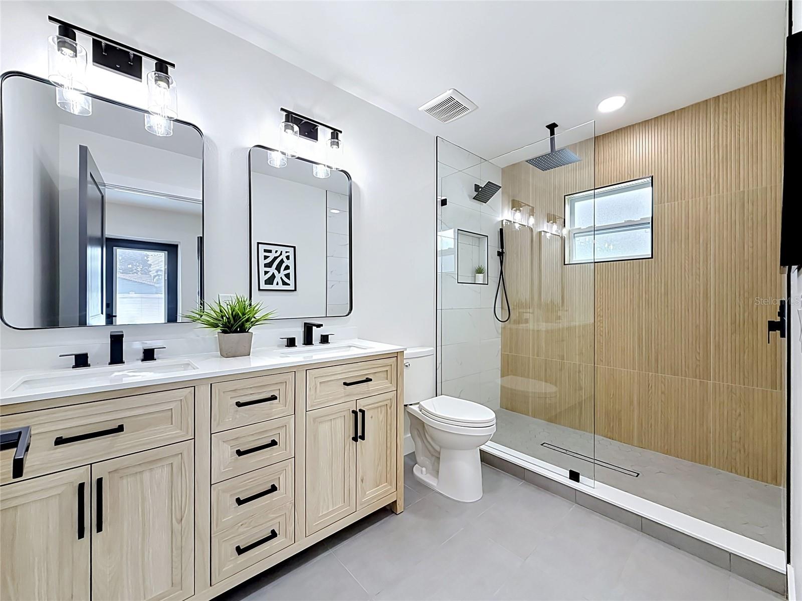 Primary Bath with Double Vanity & Walk-in Shower
