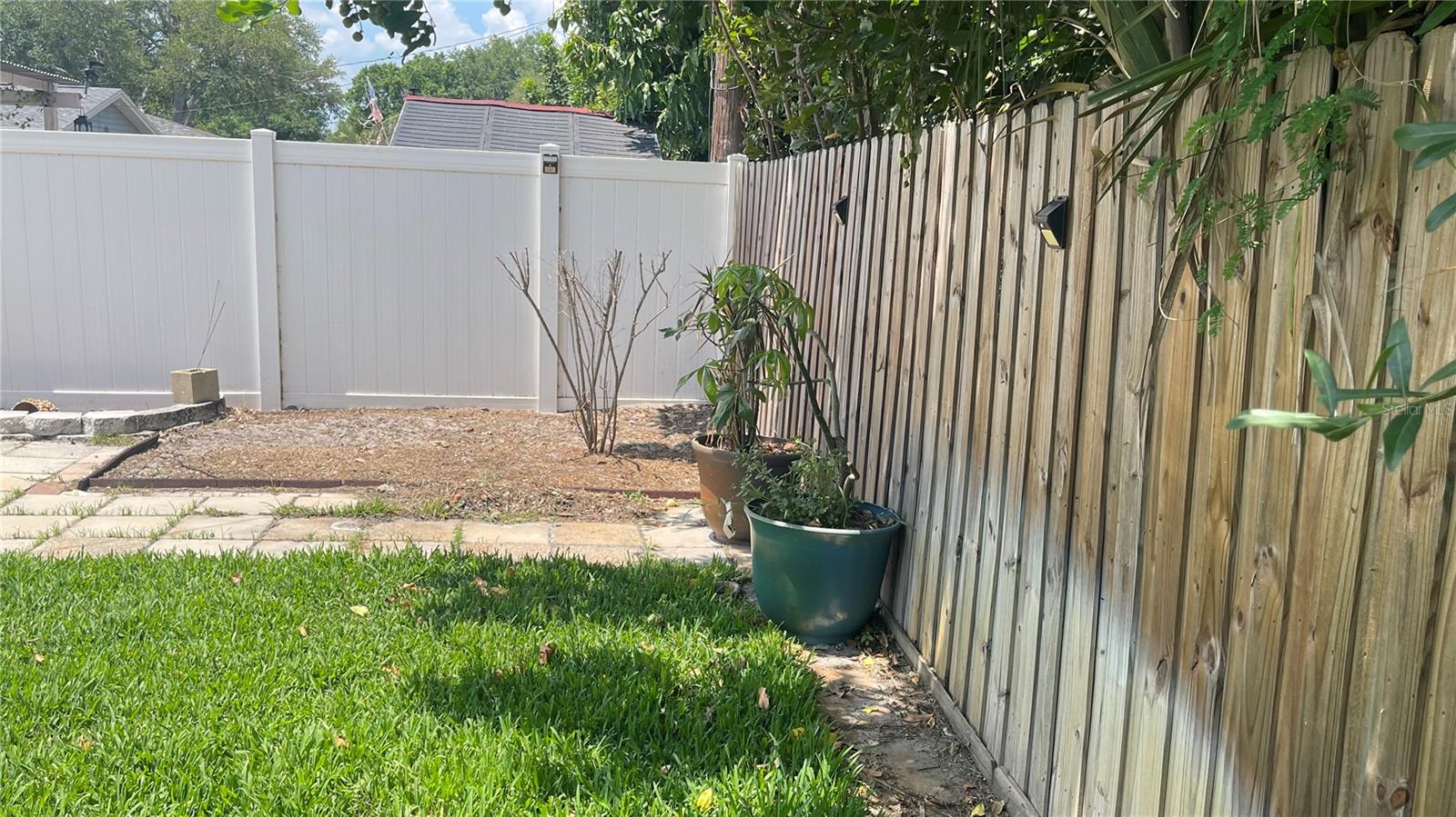 Back fence with solar lights