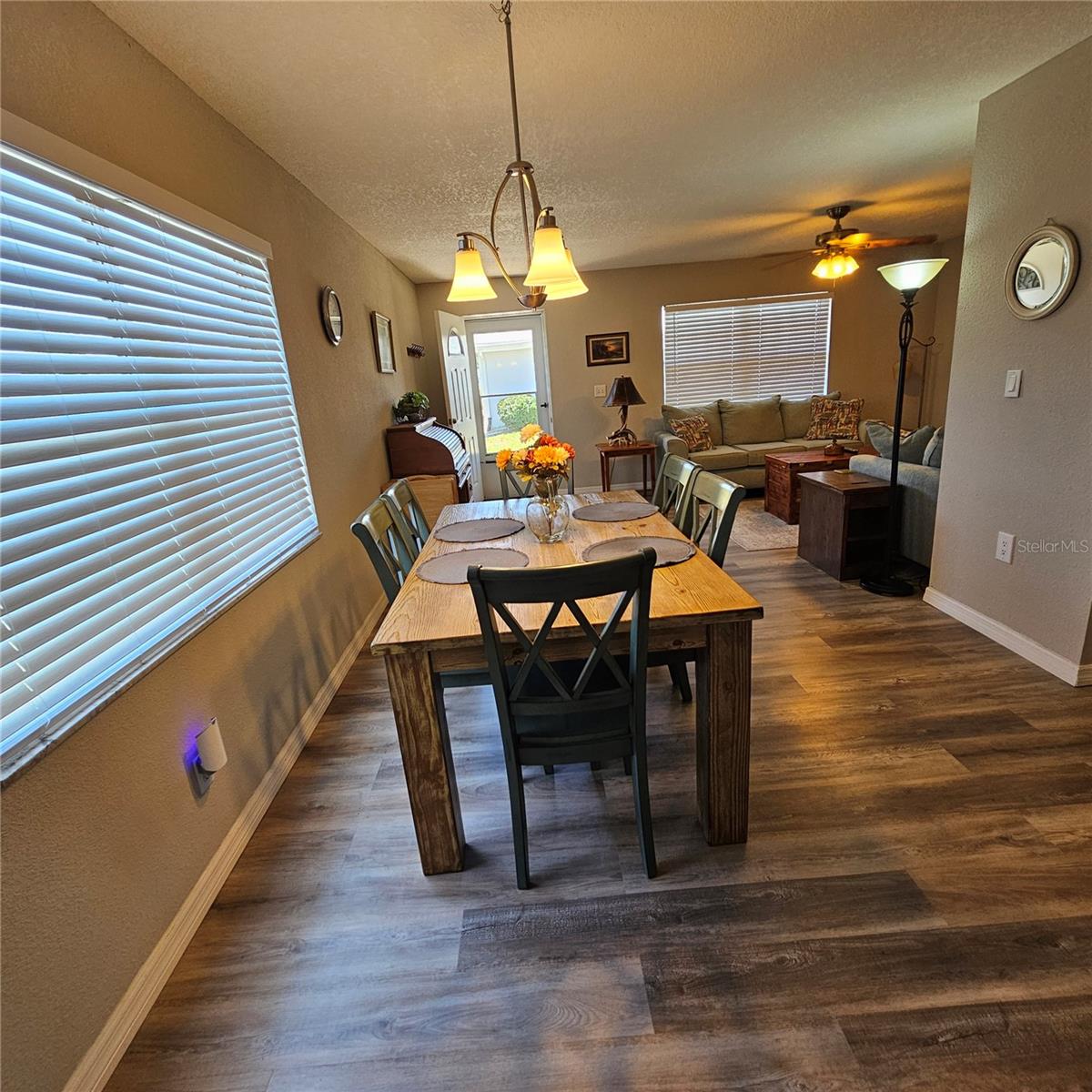 Dining room view towards living room