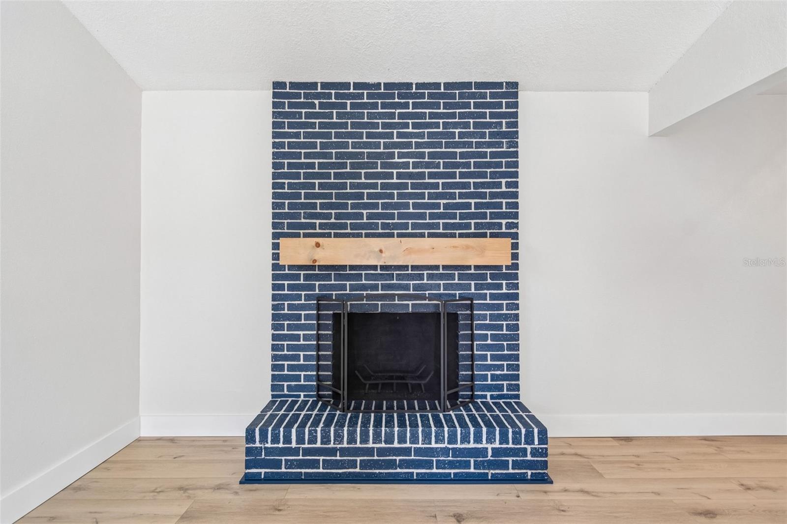 Wood burning fireplace.