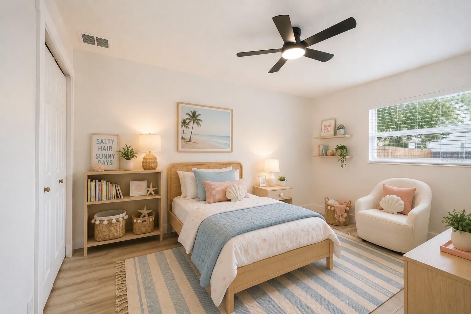 Secondary bedroom. Virtually staged.