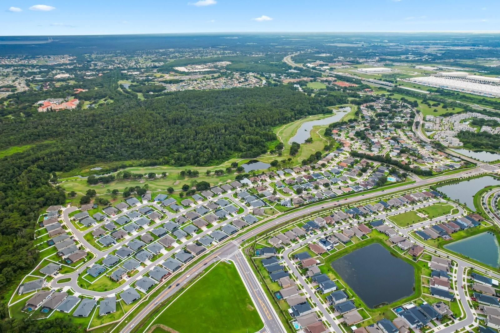 Aerial view of golf and 640 acres nature preserve