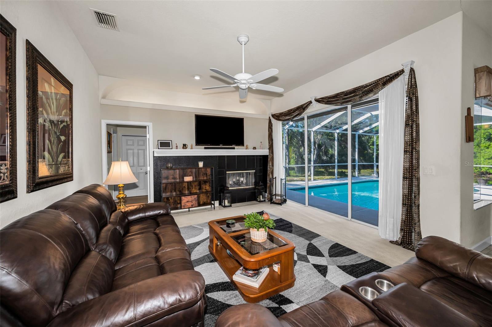 Family Room w/Views of teh Pool & Pond