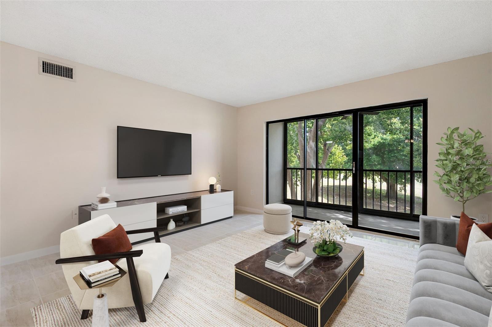 Virtually staged Living room