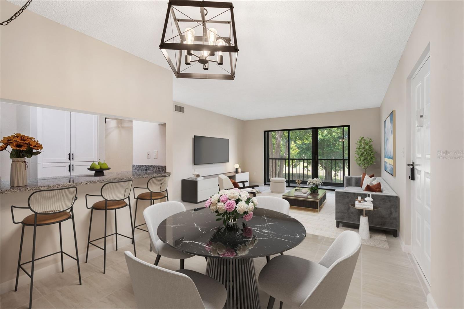 Virtually Staged Dining and Living areas