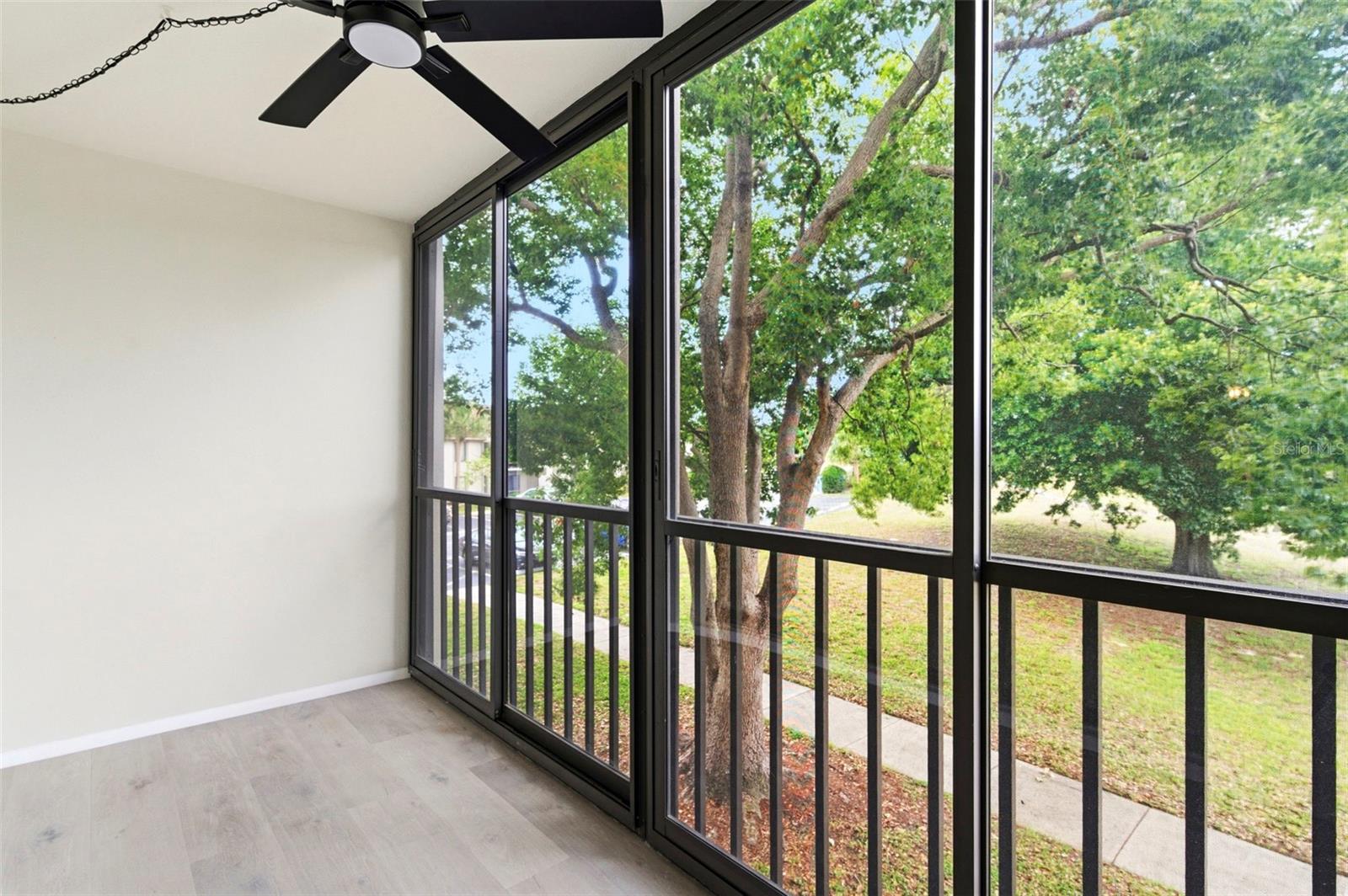 Beautiful GREEN views from the enclosed balcony