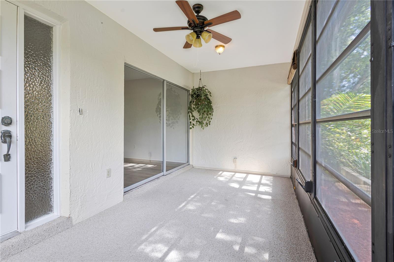 Front porch has ceiling fan and electricity availiable