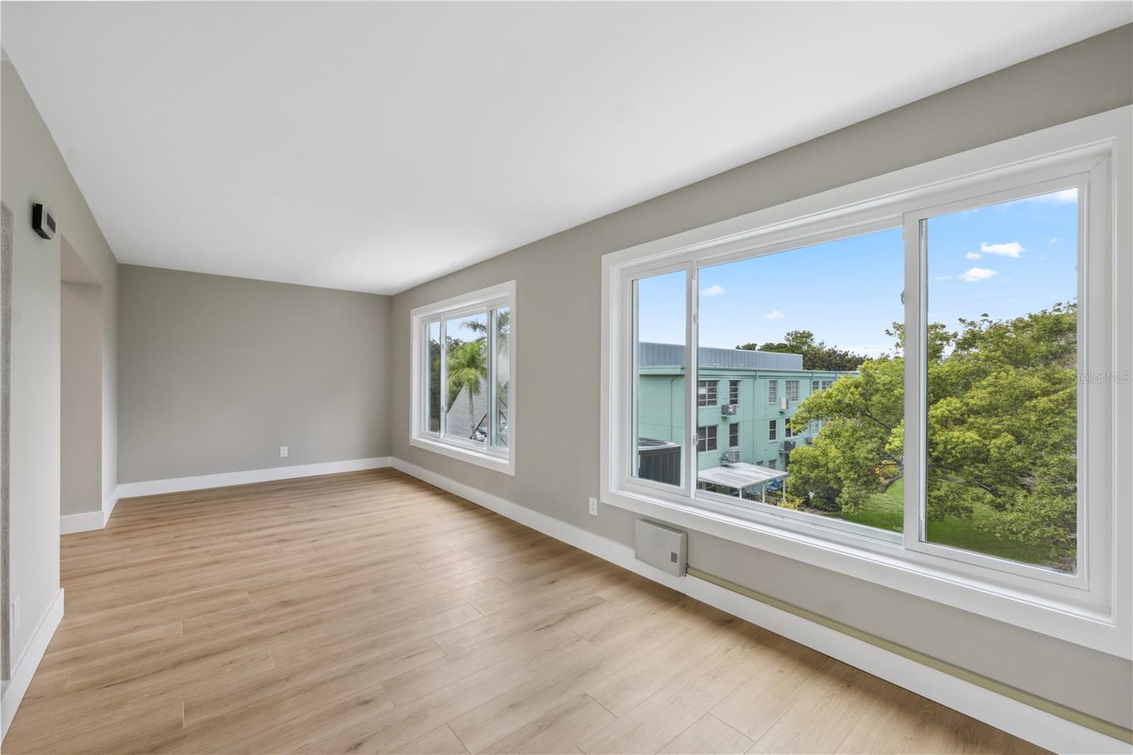 back view of bonus room with large panoramic windows