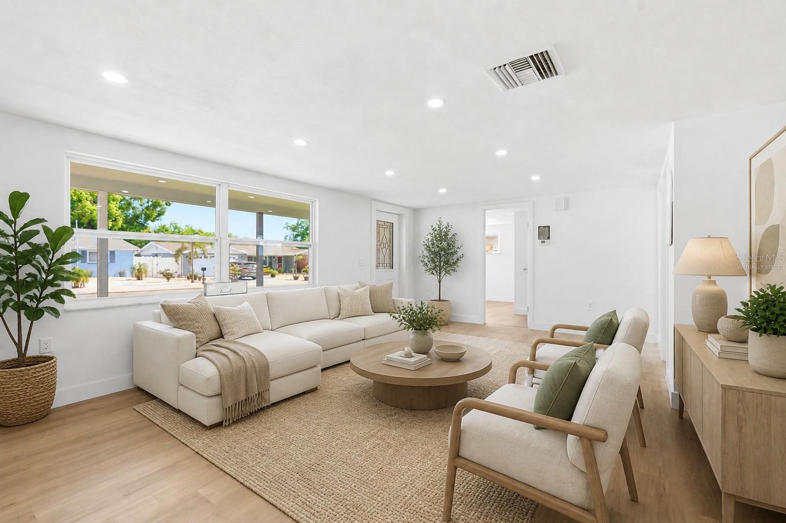 Virtually staged living room.