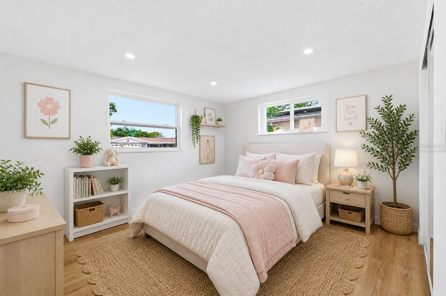 Virtually staged bedroom.