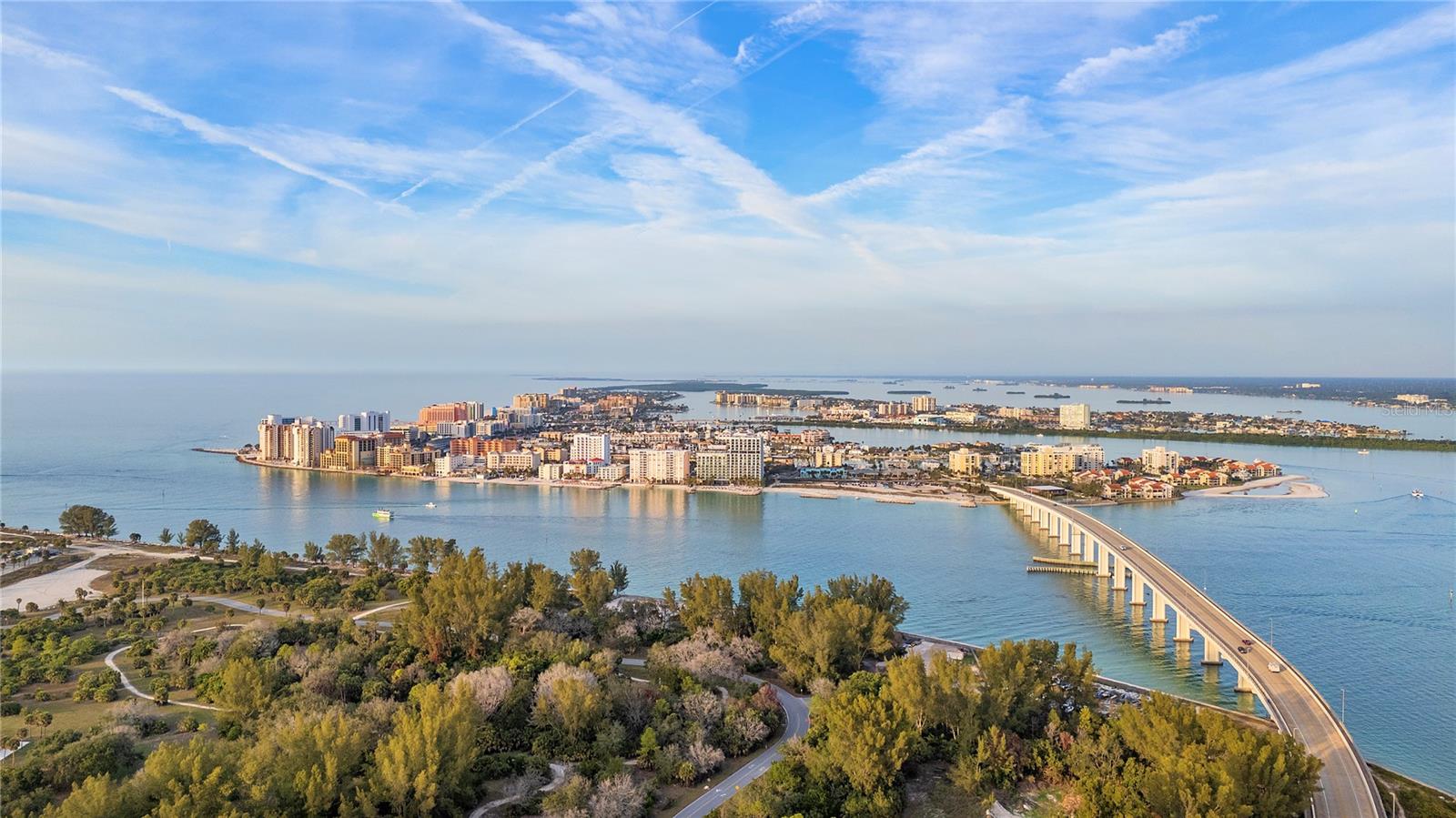 A view from Sand Key park steps away from the Grande - looking over the pass to South Clearwater Beach.