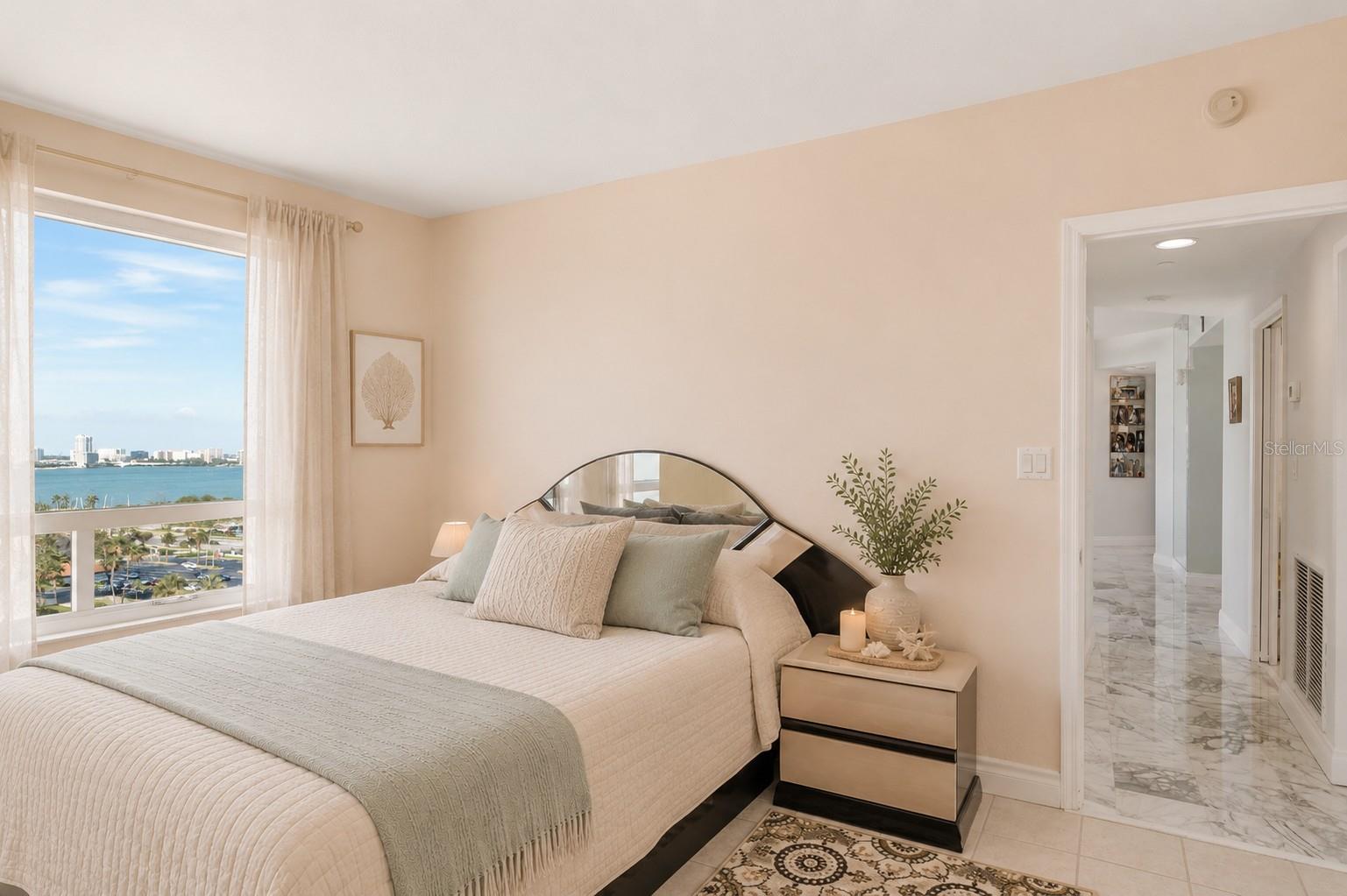 Beautiful water views from the guest bedroom.