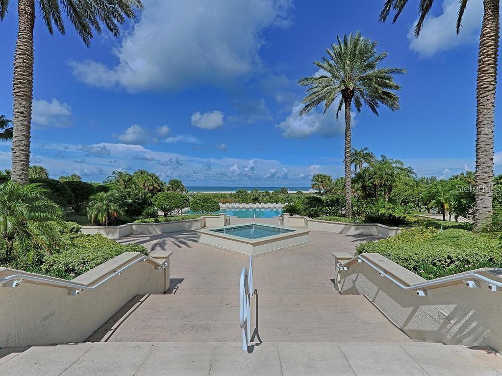 Entrance to the resort style outdoor area.