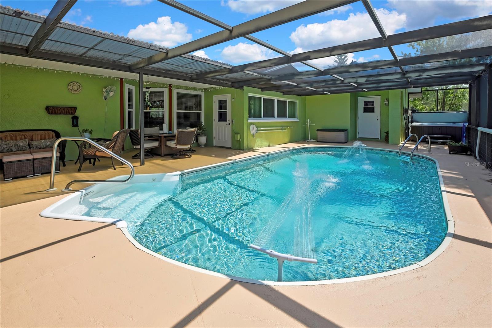 Saltwater, heated pool