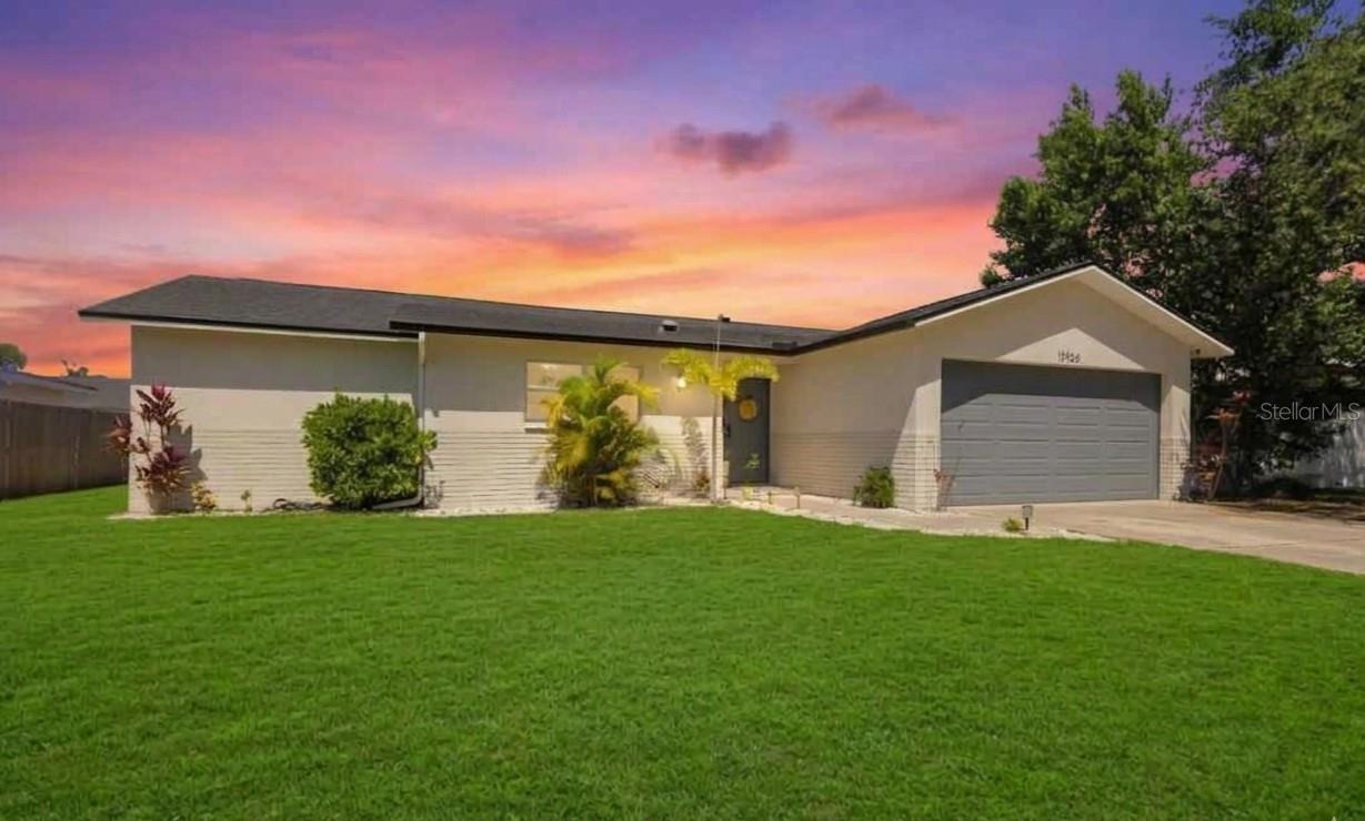 This photo has been digitally altered to show sunset & green grass.