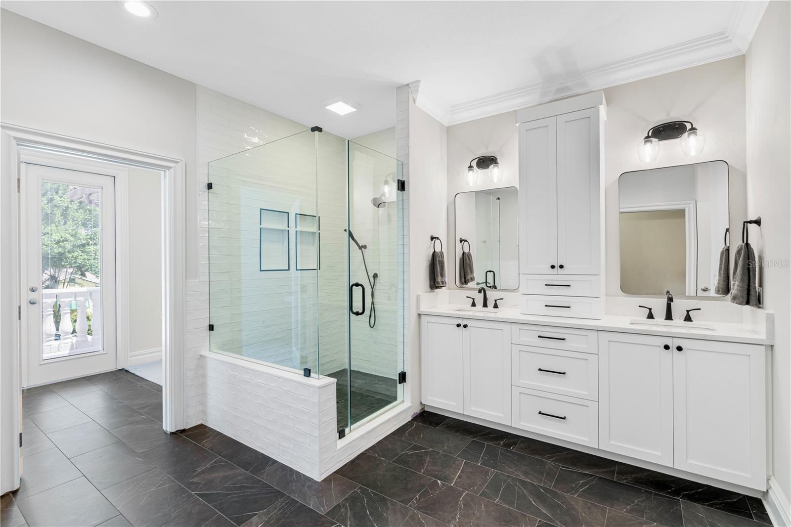 Walk In Shower, Double Vanity
