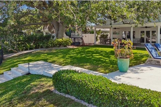 Gorgeous backyard with shade trees