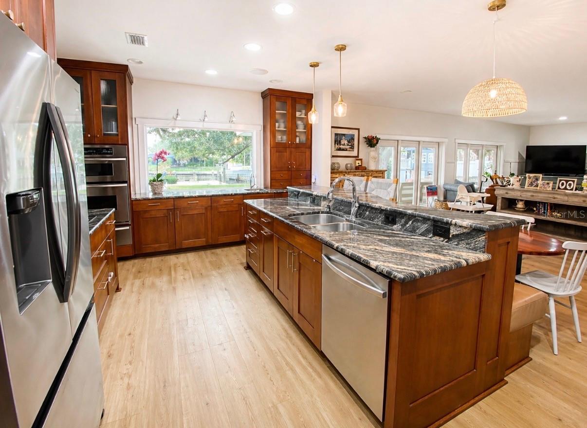 Open kitchen to living area.