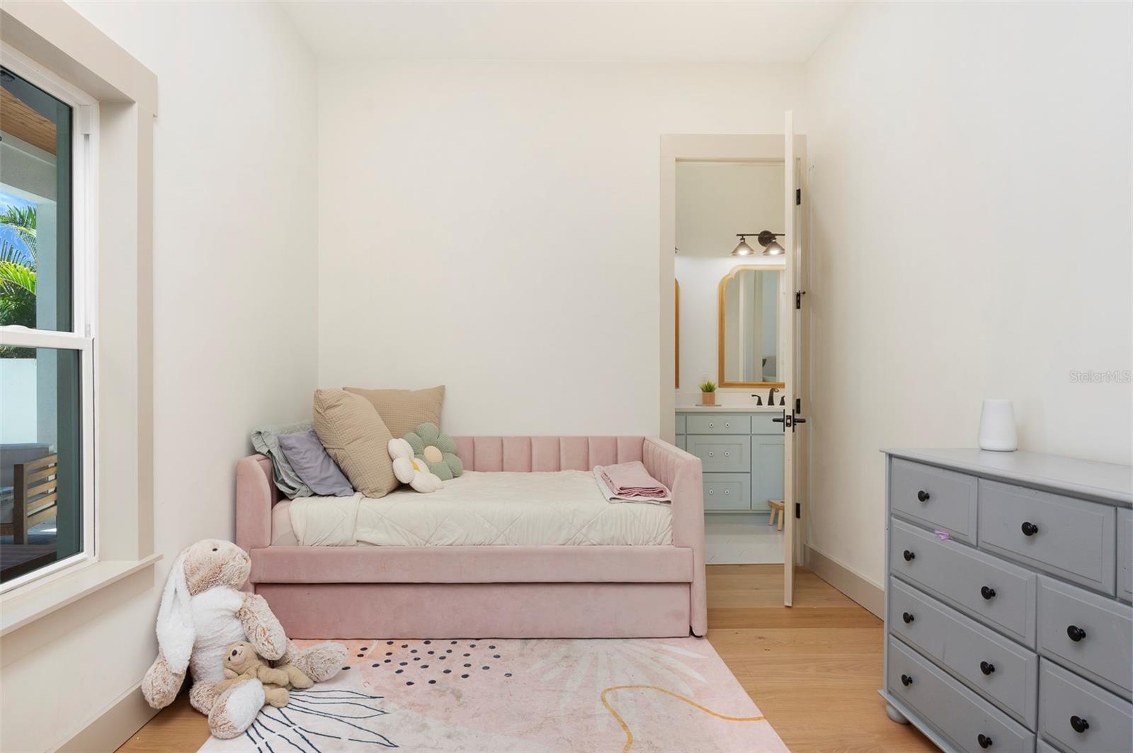 Guest bedroom that connects to Jack and Jill bathroom
