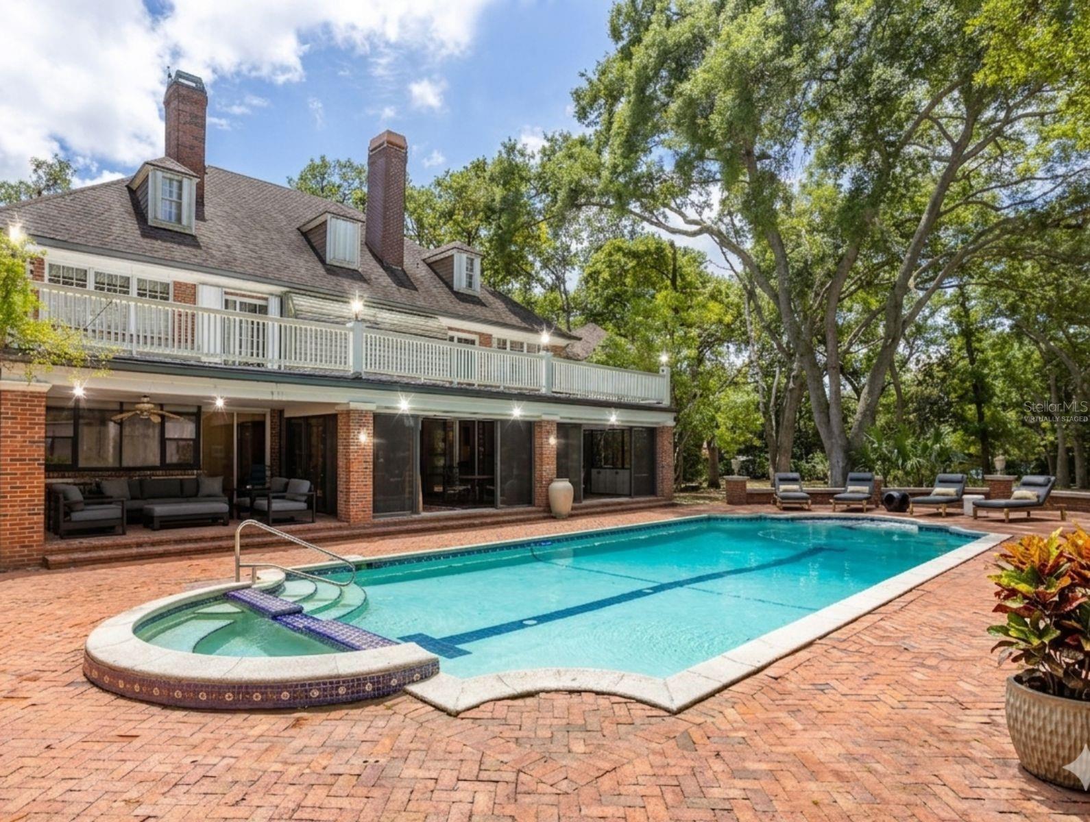 Gorgeous pool and spa, virtually staged.