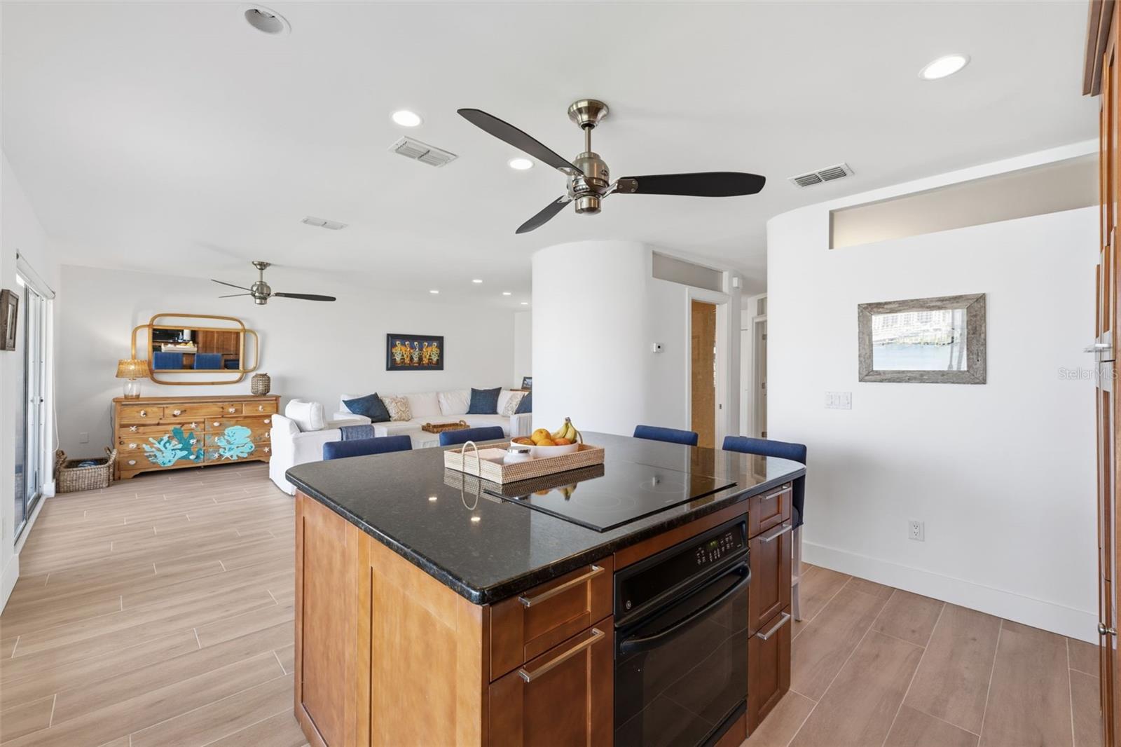 Kitchen into living room