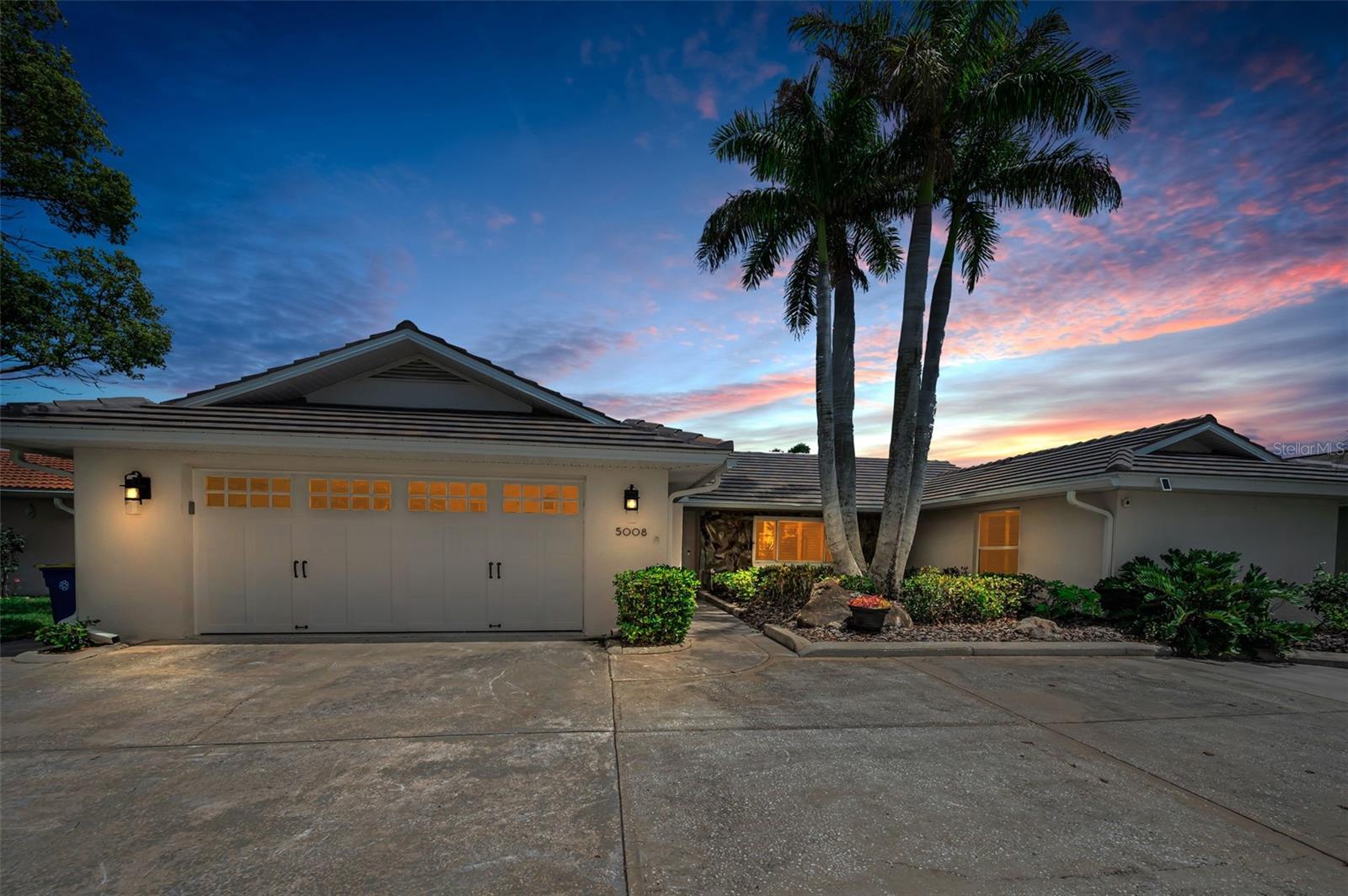 exterior front at sunset