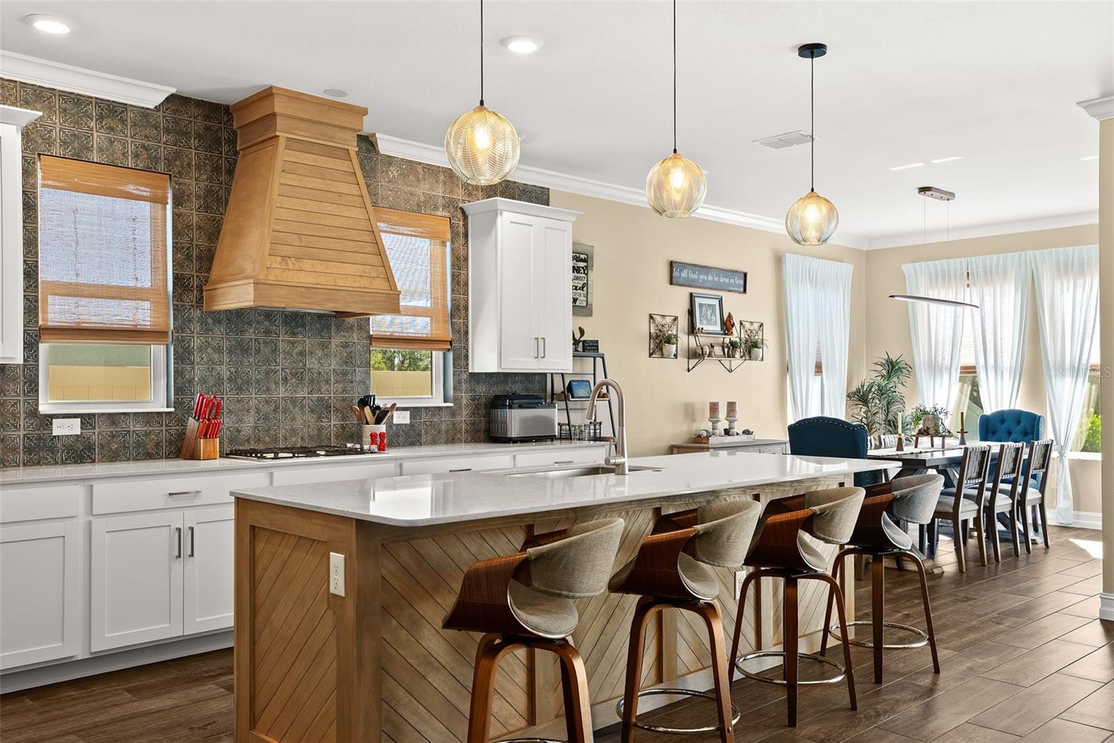 Kitchen with custom woodworking