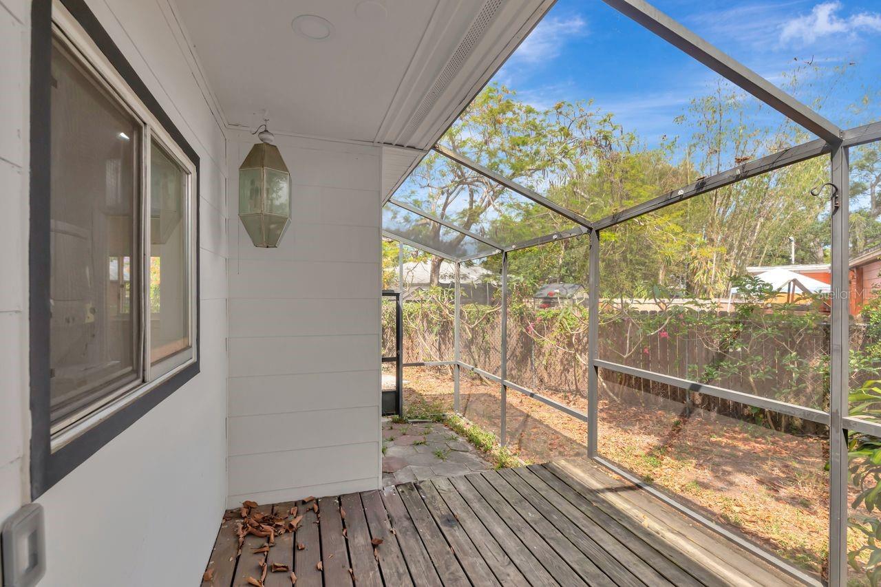 Screened back patio