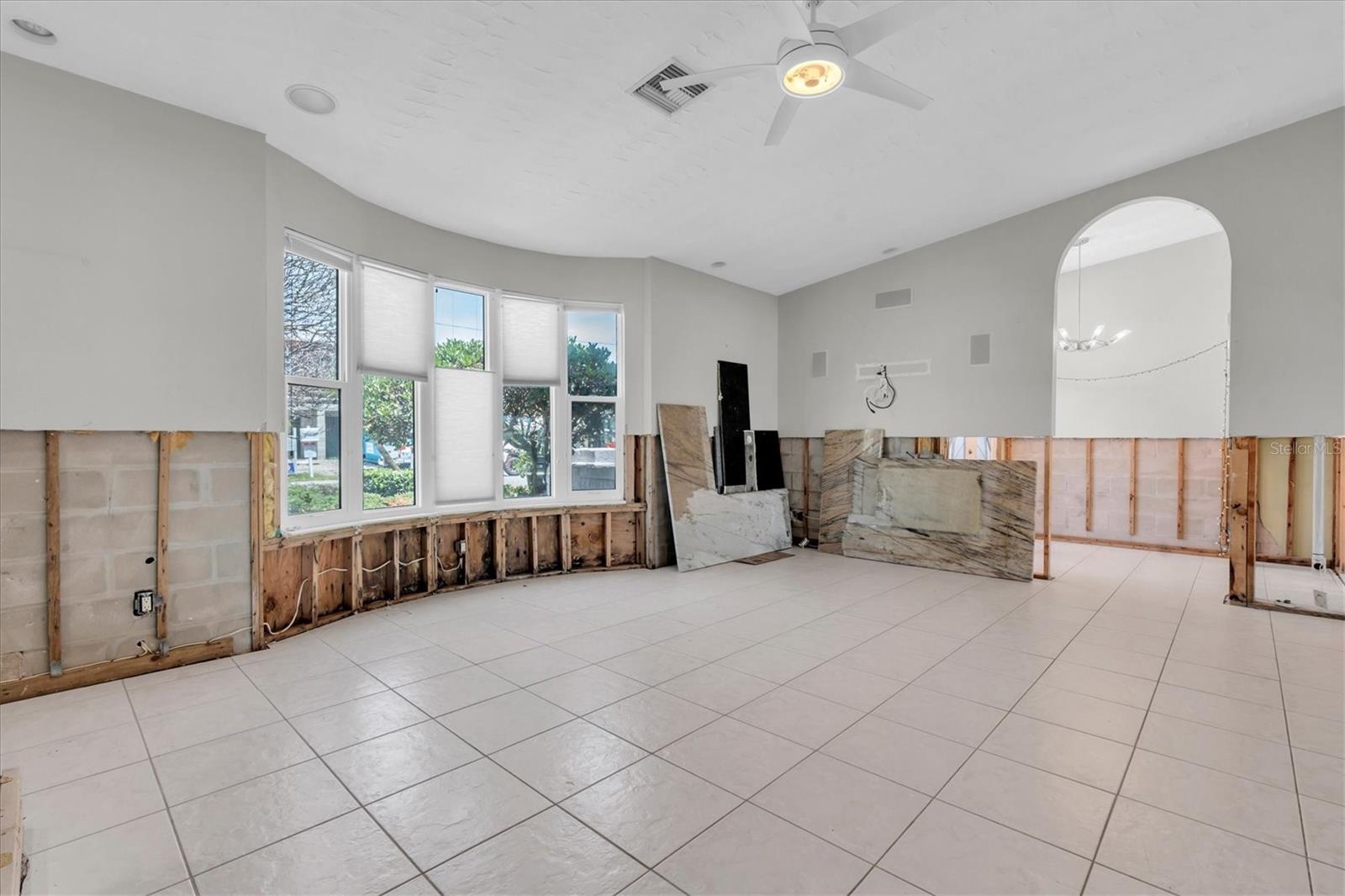 From fireplace looking to foyer