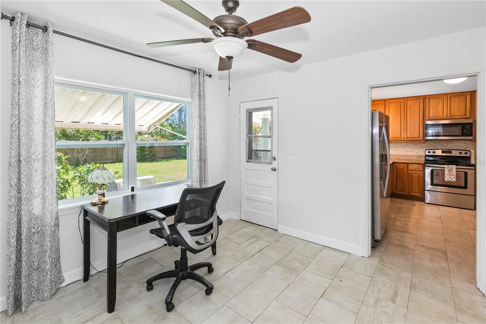 Easy access to the big back patio and yard