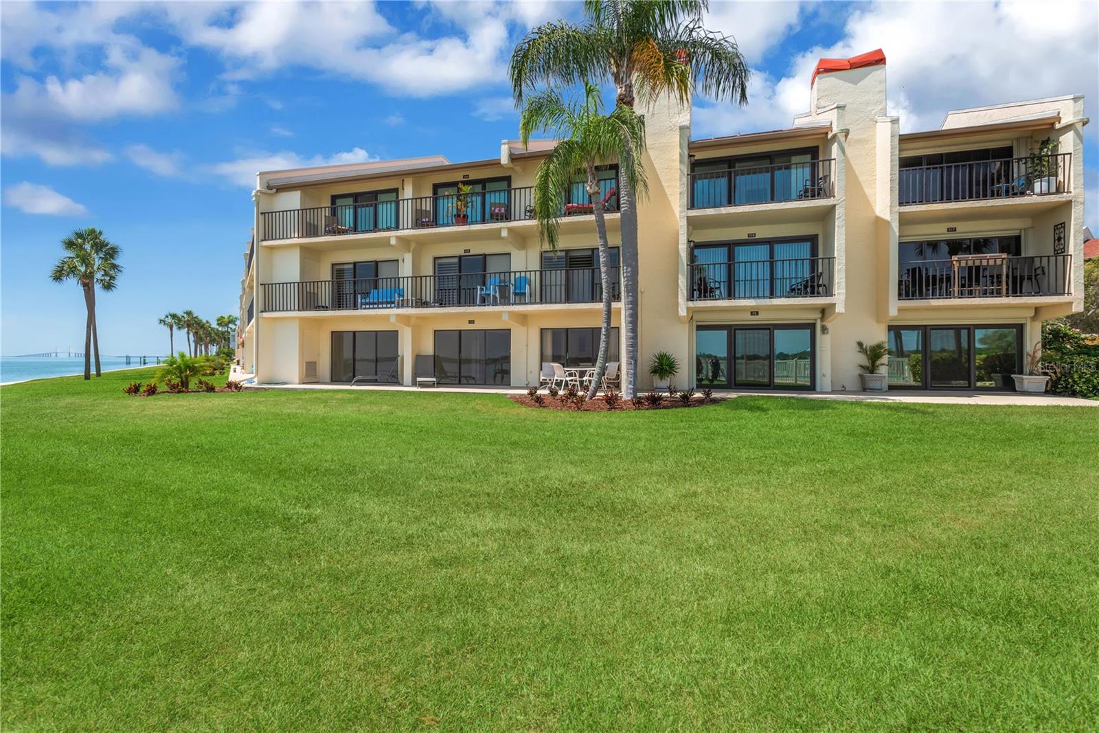 View from the concrete seawall, condo is the bottom right unit