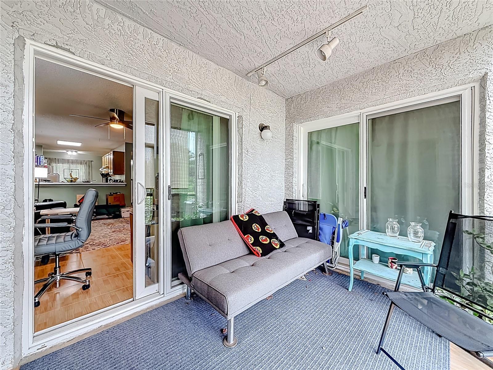 Screened patio overlooking lake