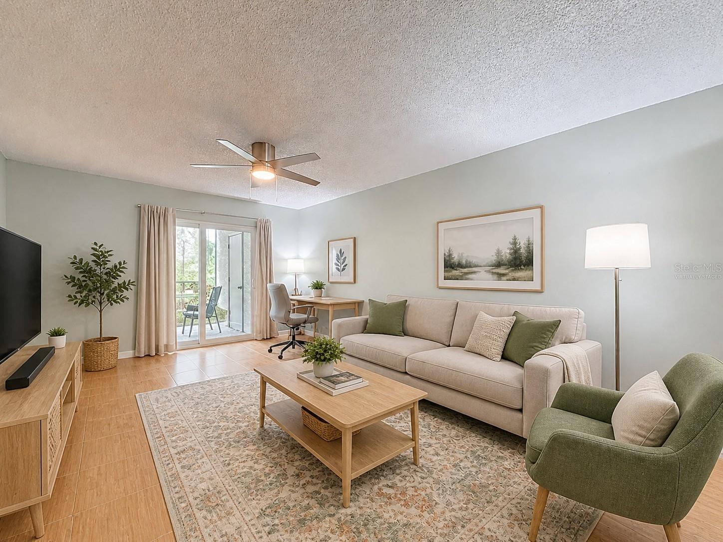 Virtually Staged - living area - screened patio