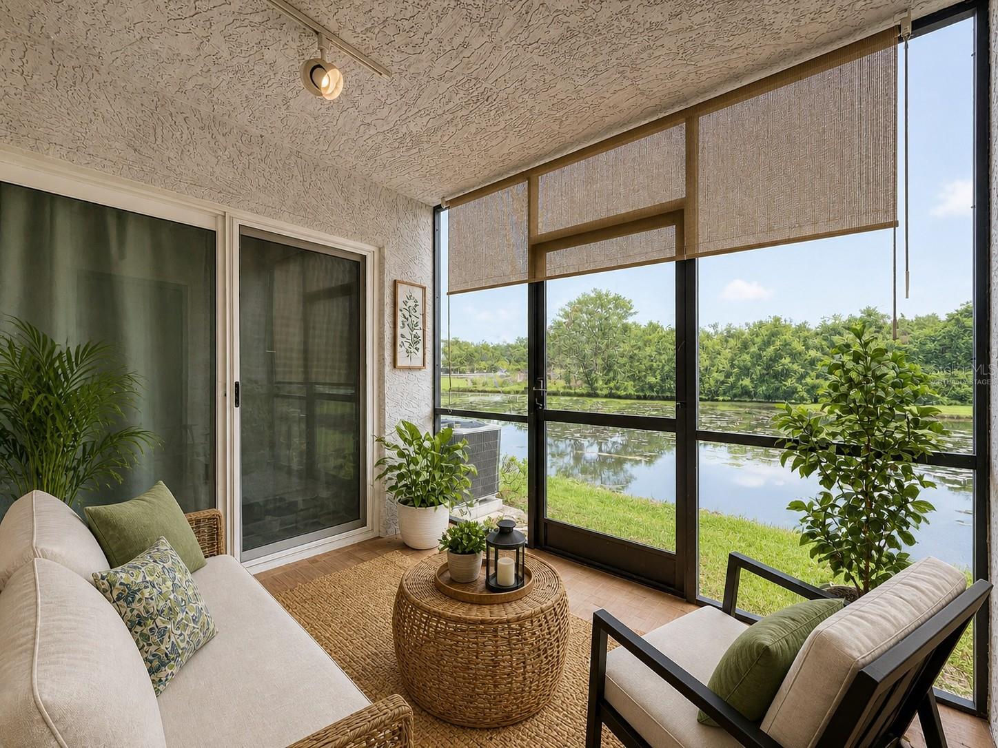Virtually Staged - Screened patio overlooking lake