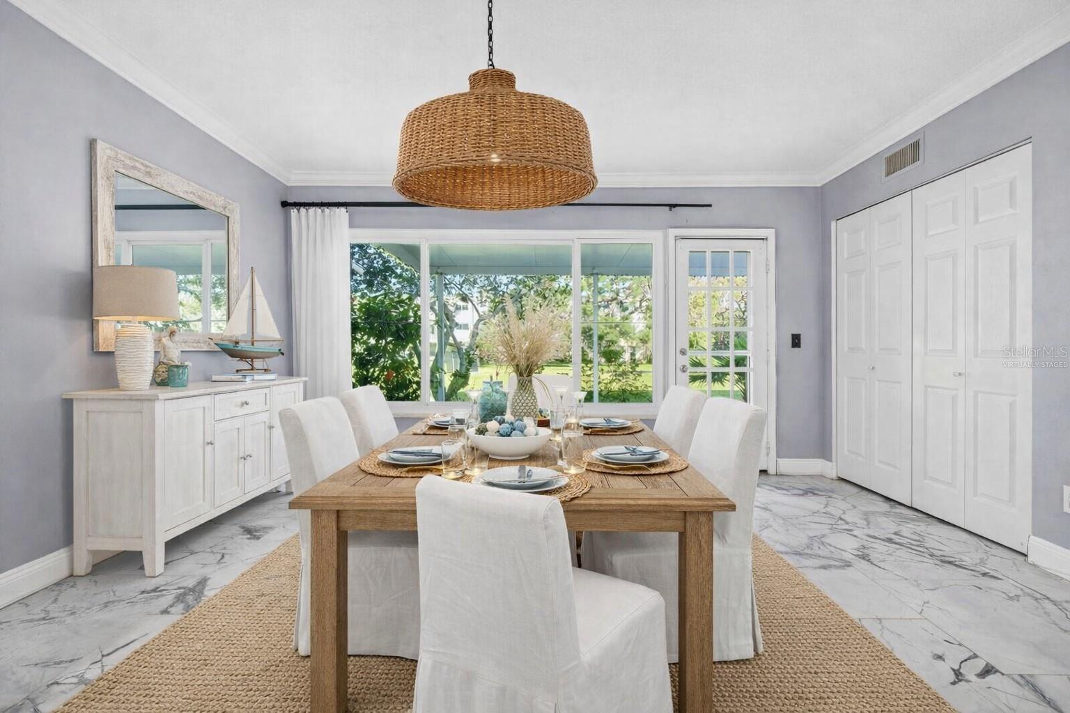 Virtually Staged Florida Room as a Dining Room