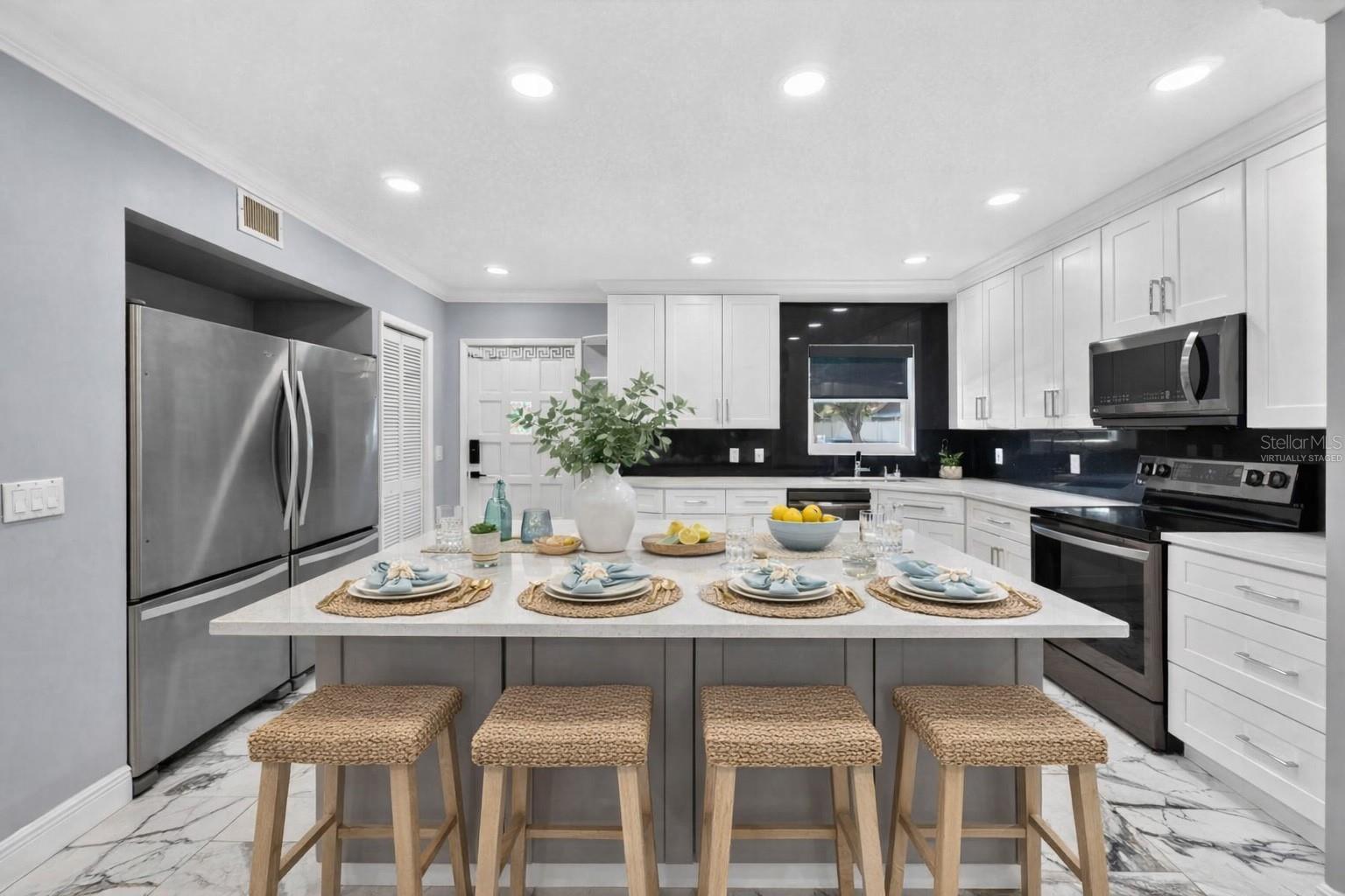 Virtually Staged Stationary Kitchen Island