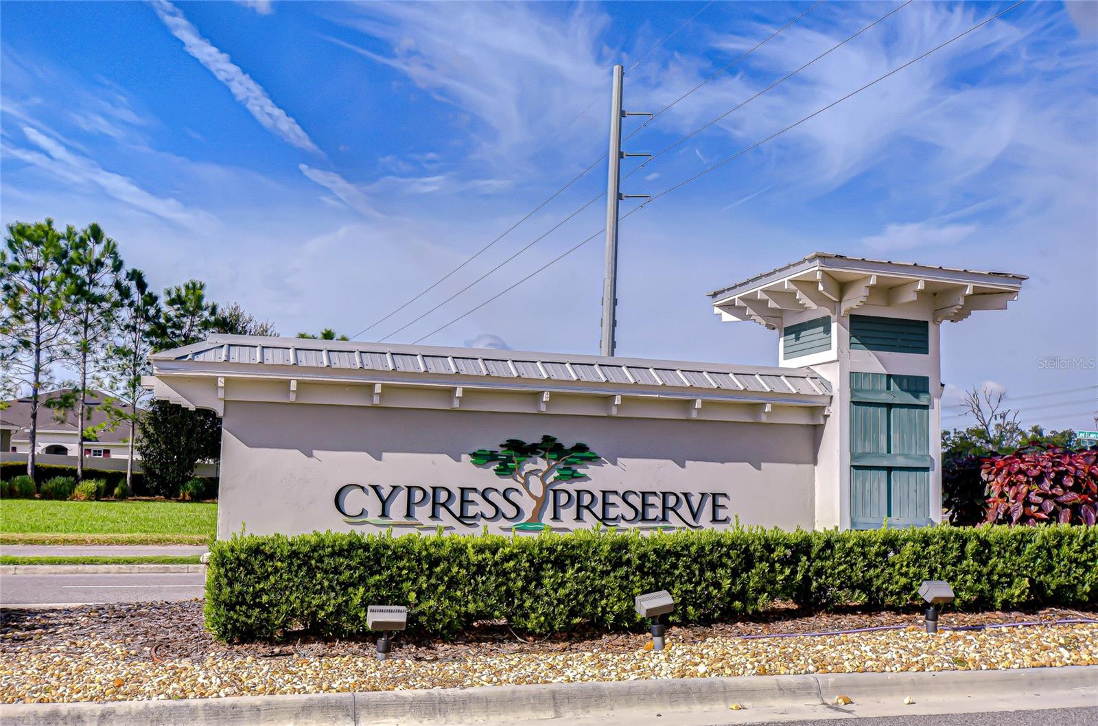 Impressive entrance to the sought-after Cypress Preserve community.