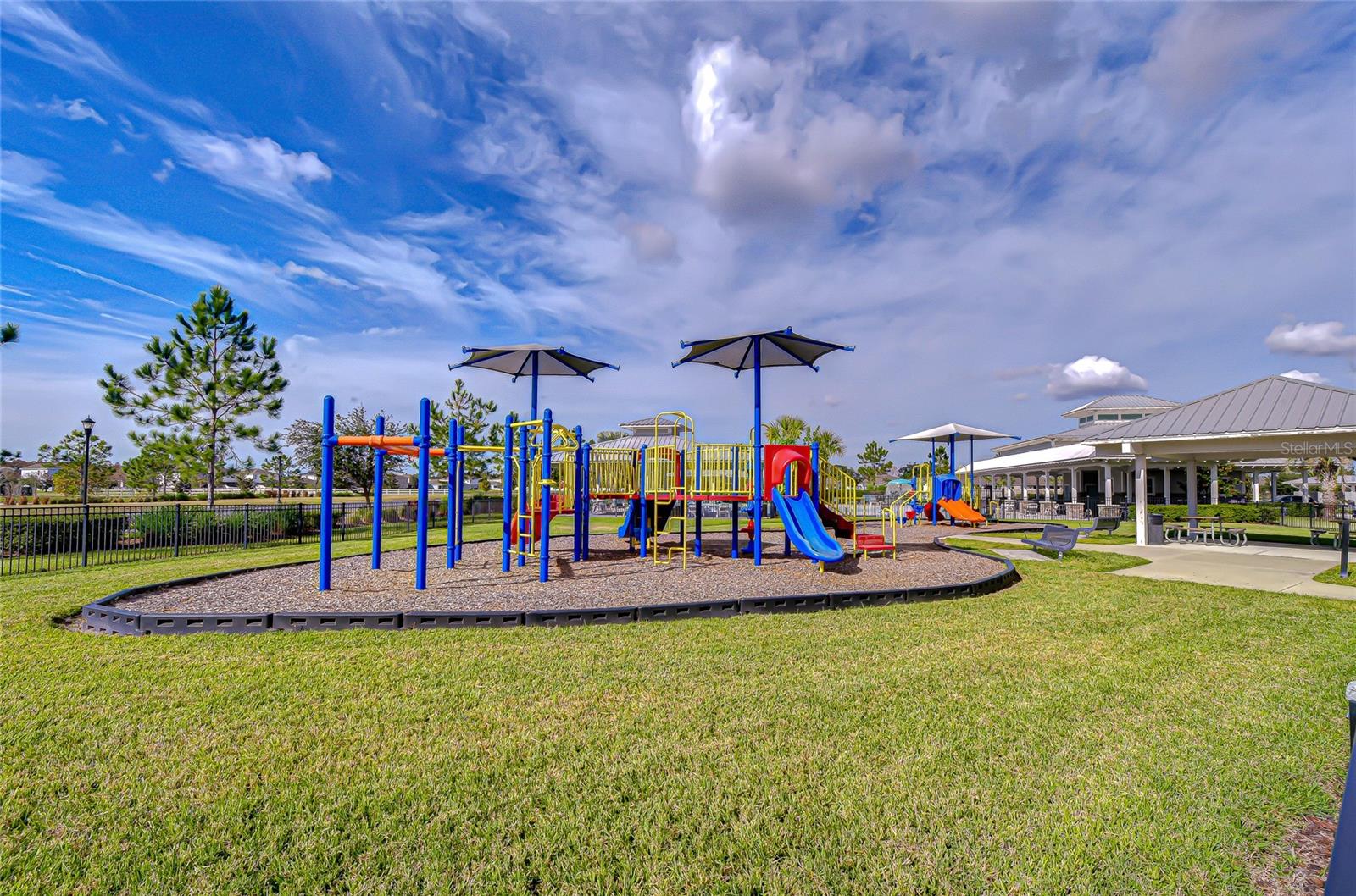 Wide view of the well-maintained neighborhood park.