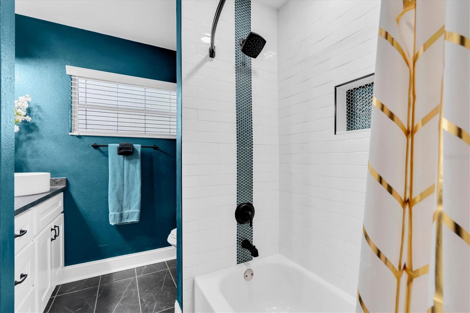 Remodeled Bath #2 with a linen closet