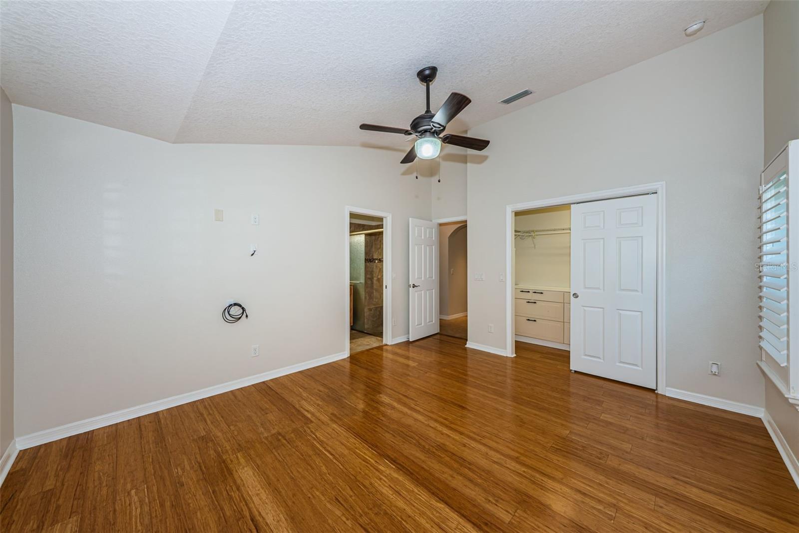Primary bedroom with walk in closet