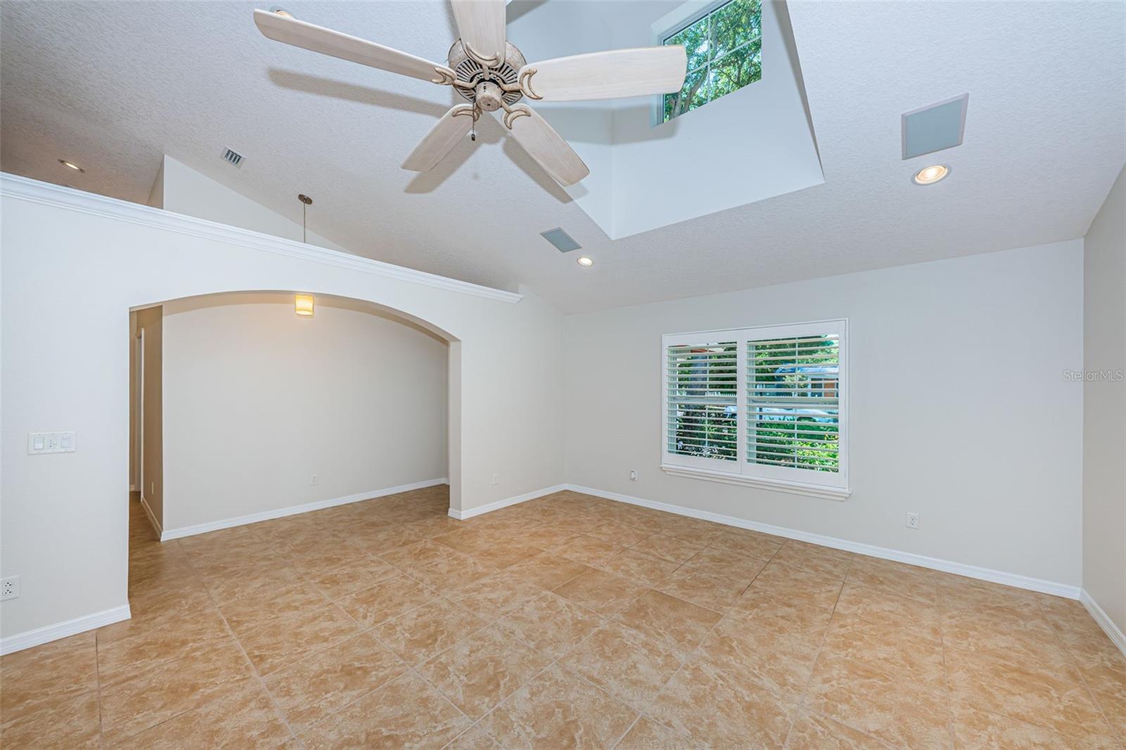 Living room with plantation shutters