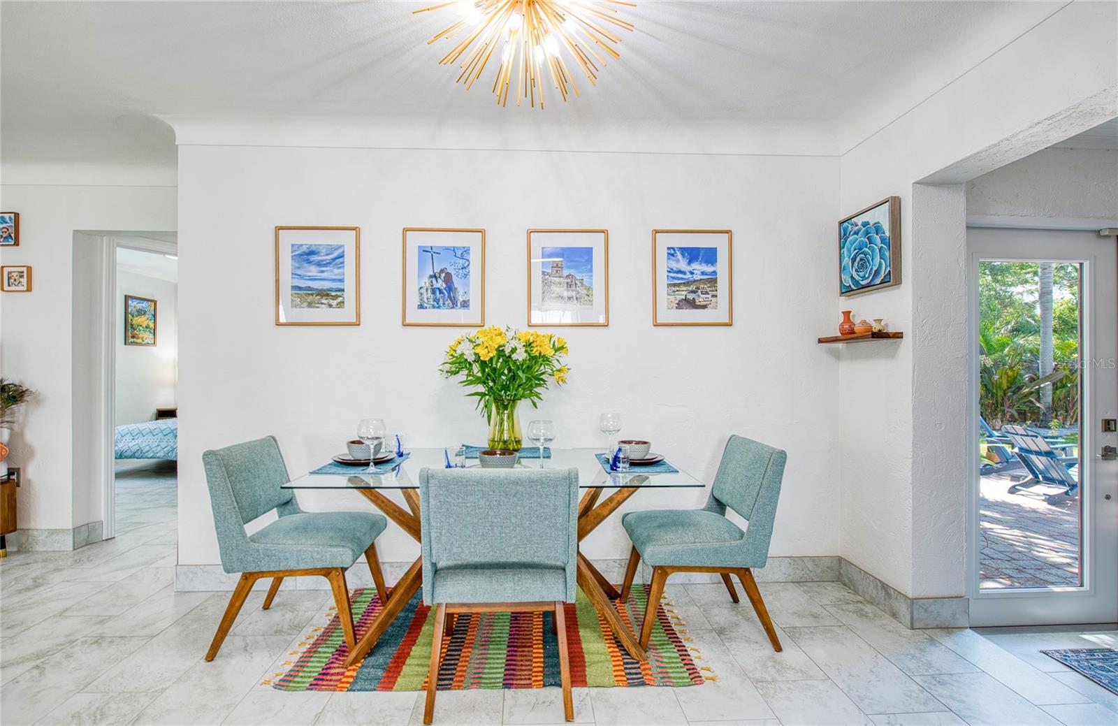 CASA BAJA: Dining Area, MCM Style Glass Table
