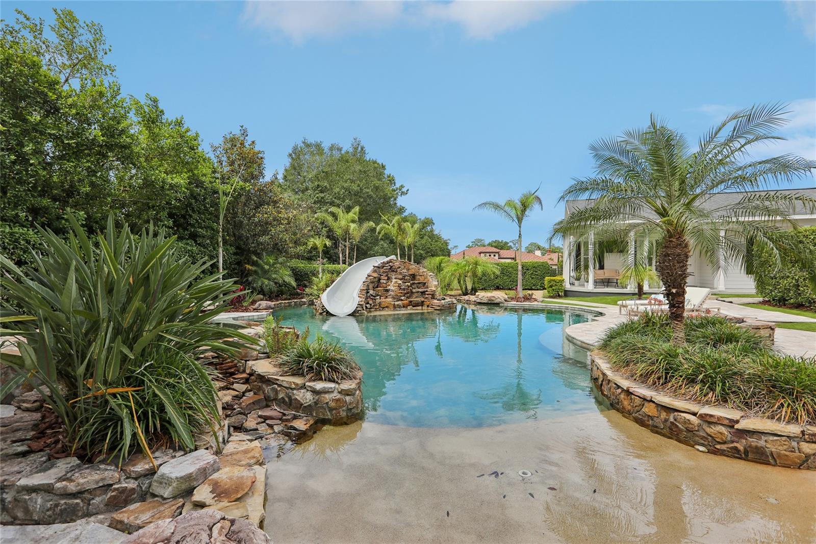 Resort Pool Entry and Waterslide
