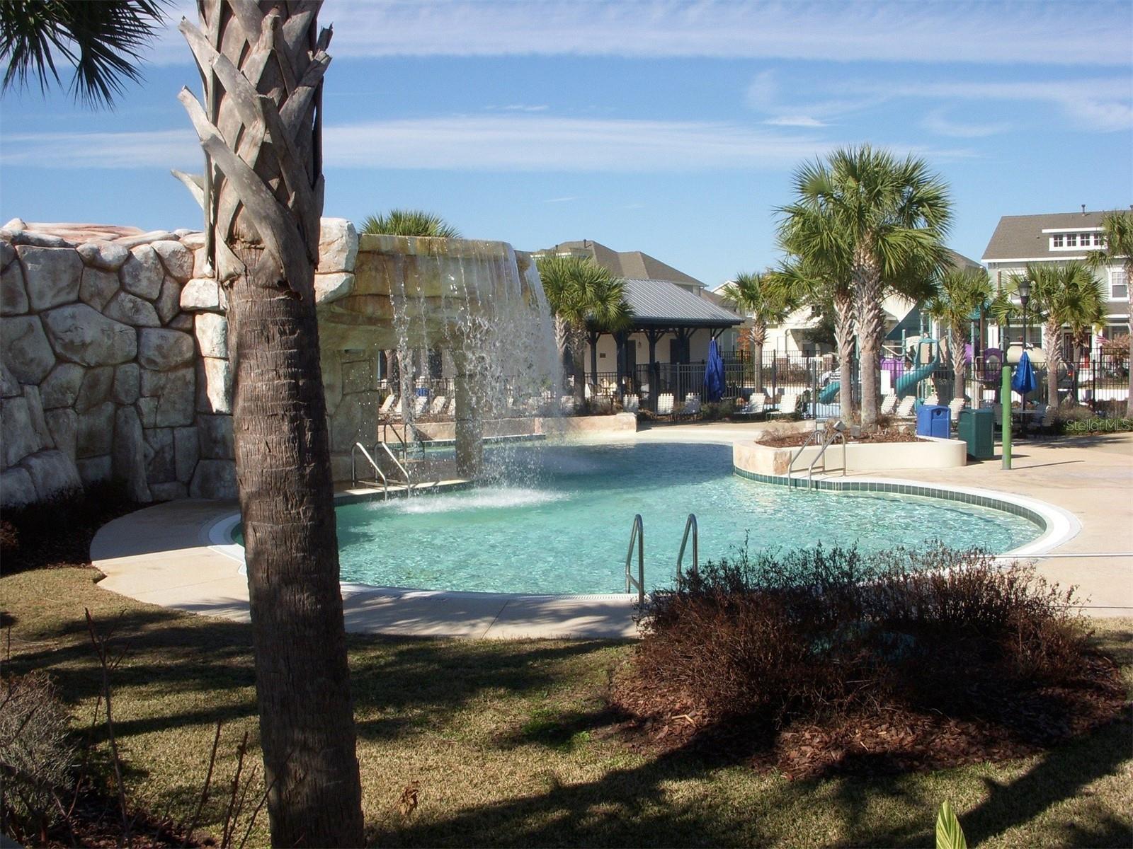 Aquatic Center pool with waterfall and slide