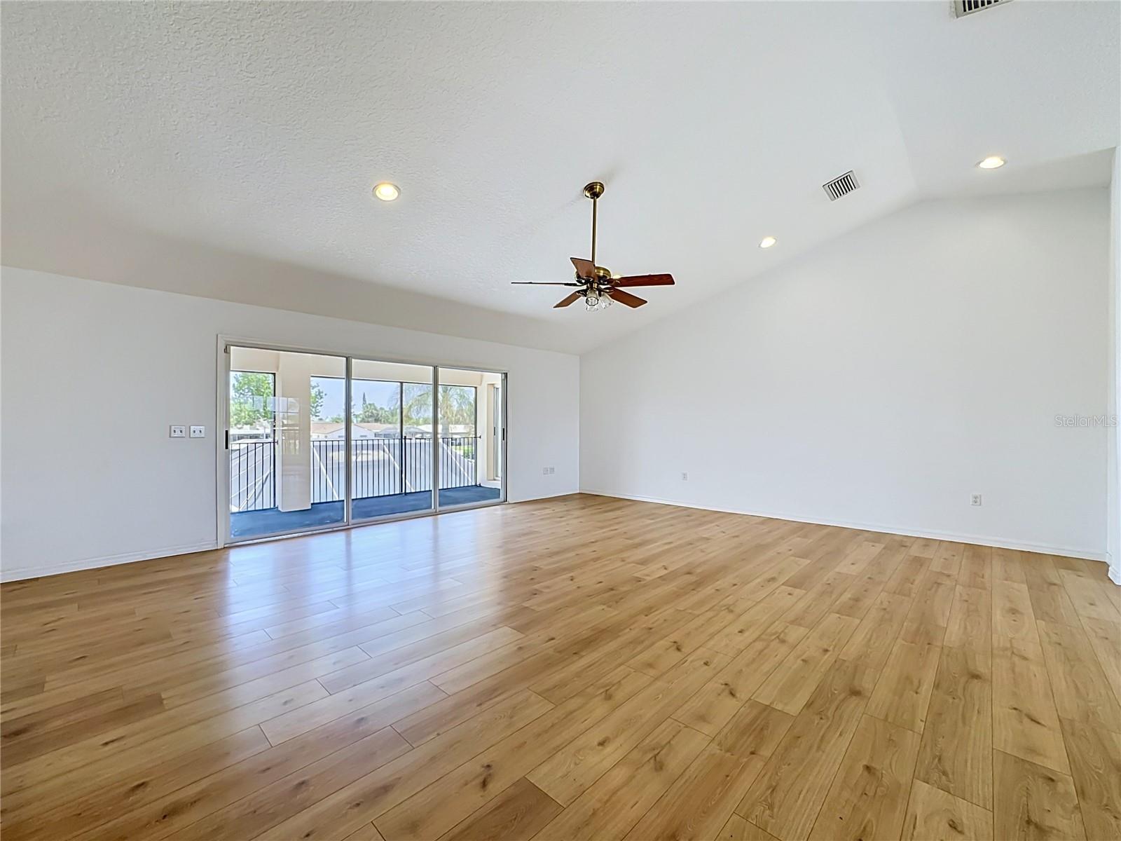 Living area with walls of windows